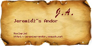 Jeremiás Andor névjegykártya